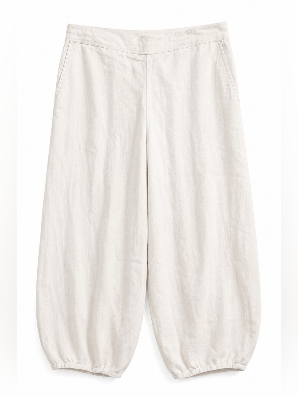 FOIL 100% Linen White Balloon Leg Pants, 12, NWT, Coastal, Minimalist, Euro